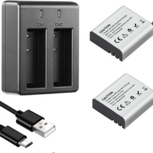 Akaso 2x Batteries with USB Dual Charger for V50X, Brave 4 Pro