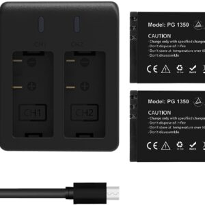 Akaso 2x Batteries with USB Dual Charger for V50 ELITE 1050mAh