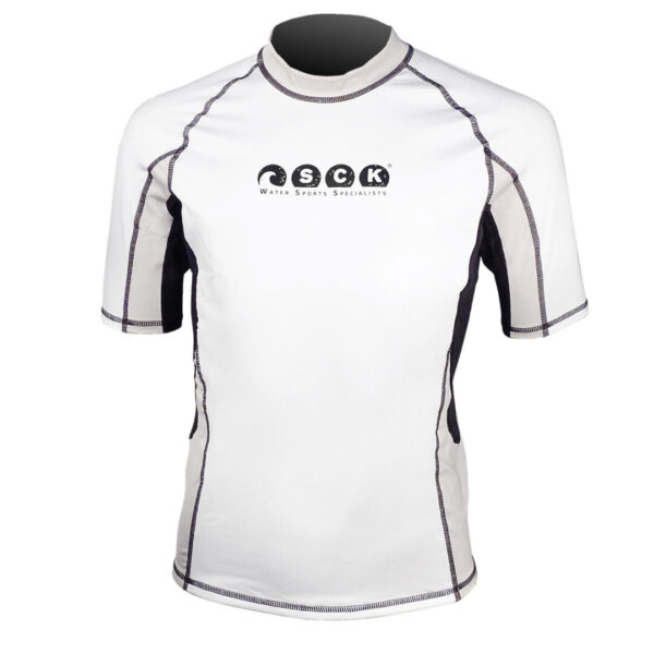 UV αντηλιακή λύκρα με κοντό μανίκι Ανδρική Στενή εφαρμογή Άσπρο/Μαύρο - SCK