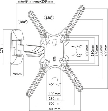Brateck KMA28S-441 Βάση Τηλεόρασης Τοίχου με Βραχίονα έως 55" και 35kg