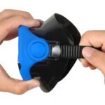 Μάσκα κατάδυσης μαύρης σιλικόνης με διπλό φακό μπλε Aropec