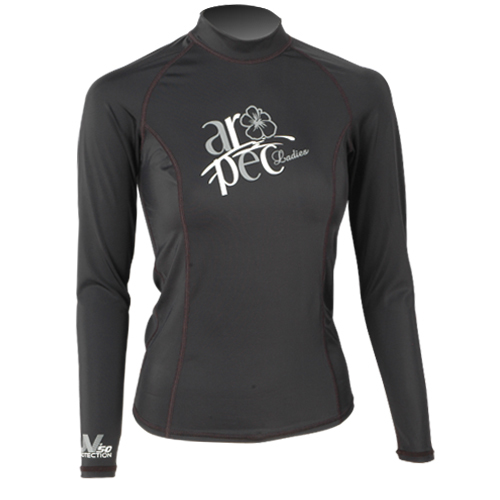 UV αντηλιακή λύκρα με μακρύ μανίκι Γυναικεία Στενή εφαρμογή Μαύρη - Aropec