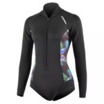 Στολή μαγιό νεοπρέν 2mm Freedive γυναικεία Μαύρη με τύπωμα και φερμουάρ στο στήθος Aropec