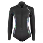 Στολή μαγιό νεοπρέν 2mm Freedive γυναικεία Μαύρη με τύπωμα και φερμουάρ στο στήθος Aropec