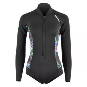 Στολή μαγιό νεοπρέν 2mm Freedive γυναικεία Μαύρη με τύπωμα και φερμουάρ στο στήθος Aropec