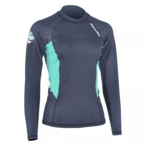 UV αντηλιακή λύκρα με μακρύ μανίκι γυναικεία στενή εφαρμογή γκρι/ βεραμάν - Aropec