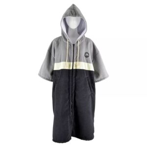 Poncho-Z5K03-GYxLYxBK-aropec-quick-dry-poncho-with-zipper-black-grey-photo2